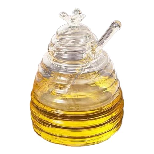 Genérico Tarro de Miel con Cuchara,Tarro de Miel con Tapa - Tarro de vidrio para miel - Tarro de para miel de 500 ml para guardar salsas, almíbar, miel y aderezos para ensaladas