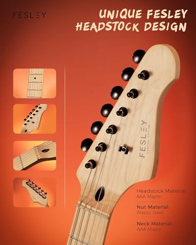 Fesley 39 Inch Electric Guitar, Full Size Solid Body Electric Guitars For Beginner, St Style, Maple Neck/Fretboard, Electric Guitar Kit thumb #2