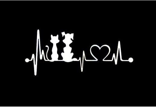 Dog & Cat Heartbeat Reflective Car Sticker Vinyl Car Decal for Car Side Body and Car Window White