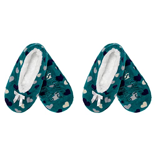 Image of BambooMN Women's Stripe Patterned Non-Slip Lined Travel Home Slippers - 2 Pairs