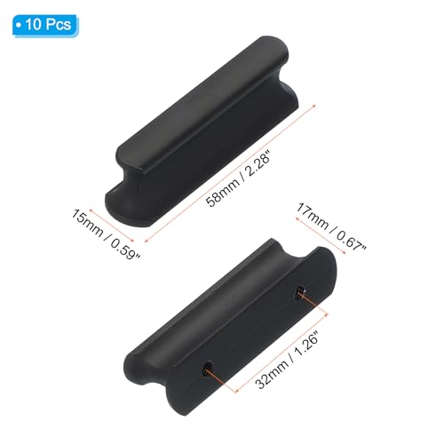 PATIKIL Door Handles 1.26 Inch (32mm) Hole Center, 10 Pack Brushed Pulls Kitchen Drawer Hardware for Cupboard Drawer Pulls Black - Image 2