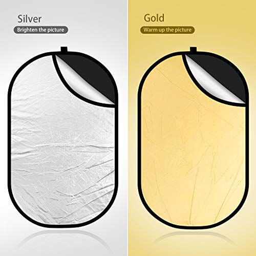 Konseen 4 In 1 Collapsible Pop Up Backdrop Reflector Panel For Photographys 1.5X2 M/5X6.5Feet Chromakey 100% Cotton Muslin Black White Reversible Photo Background Screen With Carry Bag #TOP1