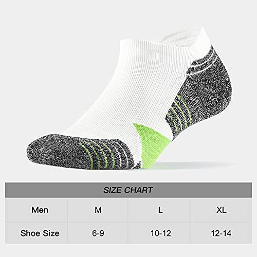 Wander Men's Athletic Running Socks 7 Pairs Thick Quarter Socks Cushion Ankle Socks For Men Sport Low Cut Socks(7 Pairs White Green,Size:10-12) #TOP1