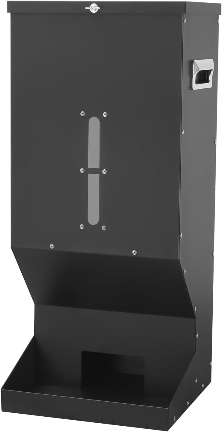 Hanging Deer Feeder,60 Pounds Capacities Gravity Livestock Gravity Feeder,Galvanized Steel Dispenser Feeder with Waterproof Cover(Black)