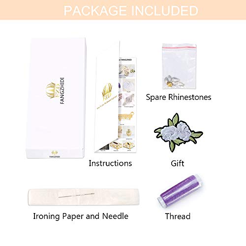 Crystal Applique with Purple Back Adhesive, FANGZHIDI Beaded Applique with Silver Rhinestone Claw- Best for DIY on Wedding Dress, Bridal Belt Sash