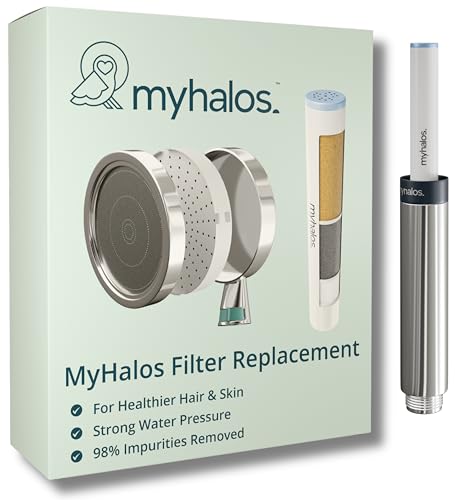 MyHalos® Handheld Filtered Shower Head with Handheld Handle - High Pressure Shower Heads with Filter to Reduce Chlorine & Soften Water - Easy to Install Detachable Filtered Shower Head for Hard Water