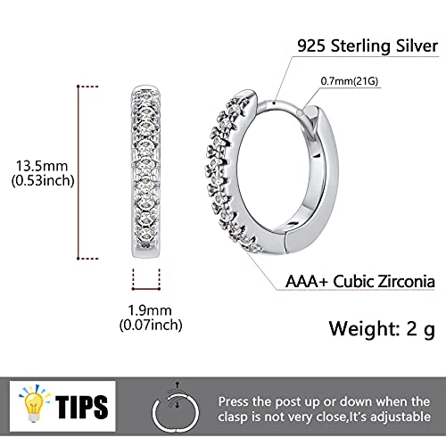 U7 Stainless Steel White Cubic Zirconia Cuff Earrings Sparkling Huggie Stud For Women Girls #TOP4