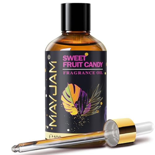 MAYJAM Sweet Fruit Candy Fragrance Oil, 100ML/3.38FL.OZ Premium Quality Sweet Fruit Candy Oil for Diffuser, Soap Candle Making, Scented Oil with Glass Dropper
