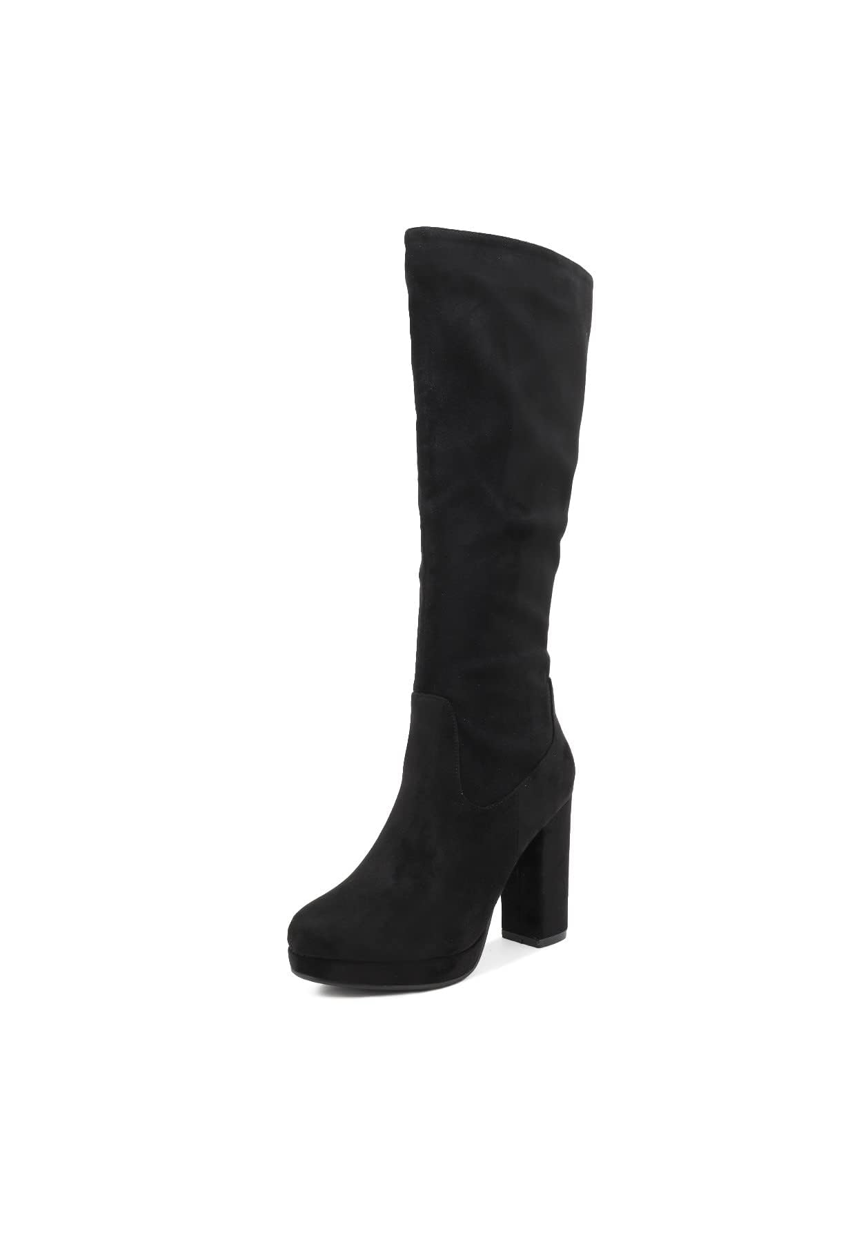 QUEEN HELENA Botas altas con Tacón Plataforma Zip Lateral Gamuza Casual Cómodos Invierno Mujer ZM9213