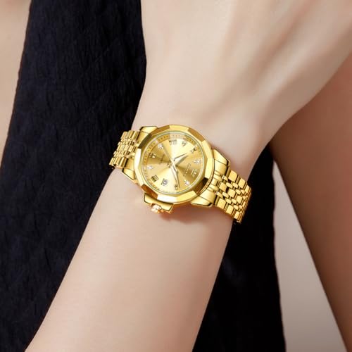 Image of OLEVS Womens Watch Fashion Diamond Analog Gifts Watches for Ladies Quartz Stainless Steel Casual Roman Waterproof Luminous Calendar Wristwatch
