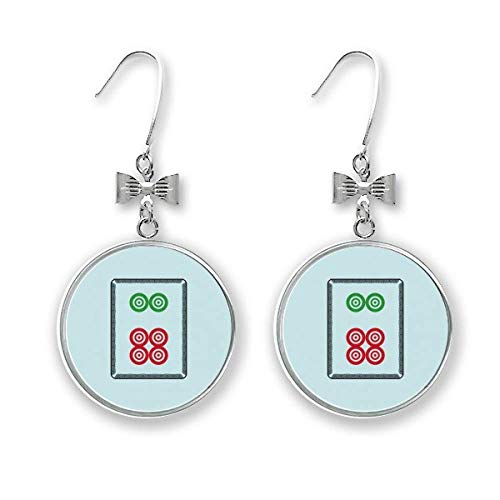 Boucles d'oreilles Mahjong 6 carreaux en métal avec clou nœud élégant