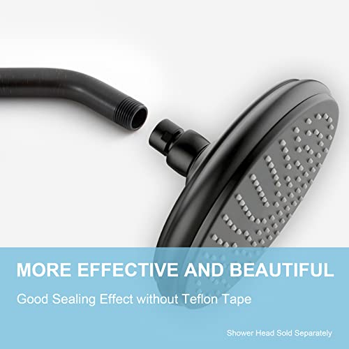 OFFO Shower Arm with Flange, 6 in Oil Rubbed Bronze Wall Mount Replacement Angle Shower Head Arm Wall-Mounted For Fixed Shower Head & Handheld Showerhead