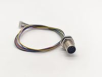 Vista 7 de Elecbee Código masculino del conector A del soporte del panel de M12 8Pin con los alambres terminales los 30CM AWG24 para la señal y el escudo