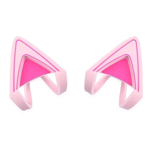 Glow in Dark Silicone Cat Kitty Ears Lovely Fluorescent Cat Ears Compatible for Bose/Razer/HyperX/Corsair/SteelSeries Arctis/Edifier Gaming Headphones (Pink) - Pink