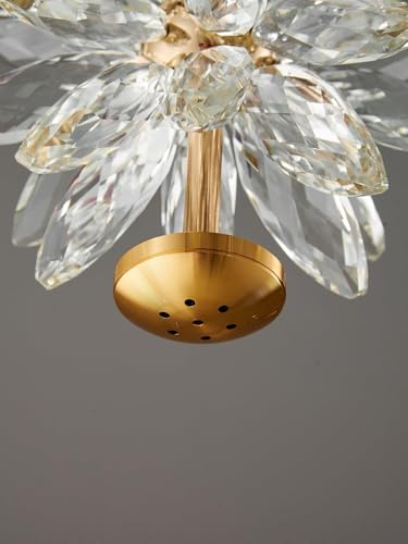 Image of Glowave Modern Gold Finish Luxury Crystal Flower LED Bedside Pendant Hanging Light Ceiling Lamp Light Fixture - Trichromatic | Warm White, White, Natural White | (844-1P Flower)