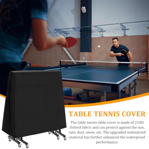 Pin g Pon g Table Cove-r, Waterproo-f Table Tennis Tabl-e Cove-r Fit for 9x5 FT Folding & Flat Tables Indoor Outdoor Sunproof Windproof Case(COLOR:black)