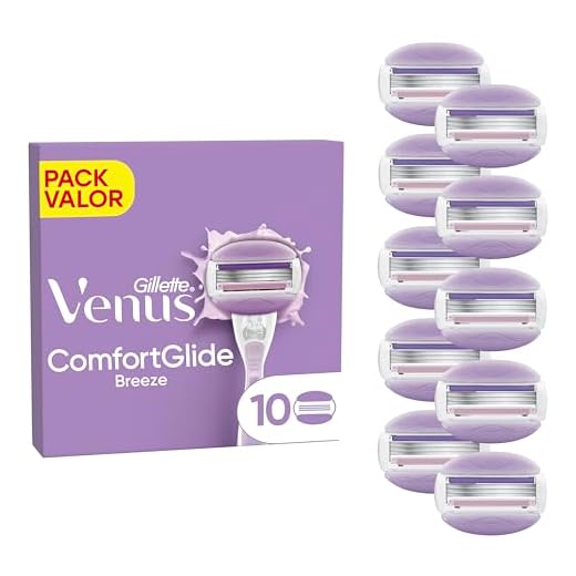 Gillette Venus Comfortglide Breeze, Recambios Para Maquinilla De Afeitar Para Mujer, Pack De 10 Cuchillas De Recambio Con 3 Hojas Para Una Depilación Suave, Apurada Y Duradera