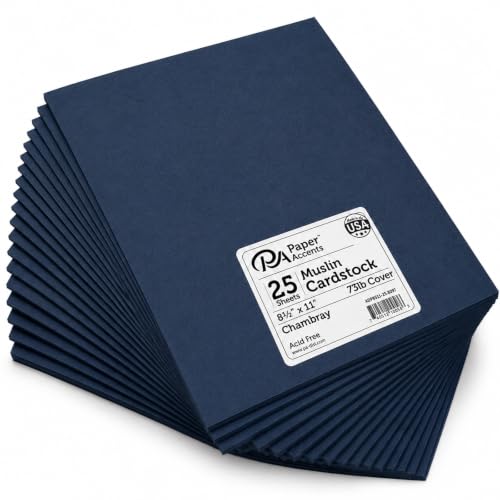 Paper Accents Muslin Texture Cardstock, Chambray, 8.5x11 Inch, 25 Pack, 73lb, Scrapbooking Card Making and Crafts