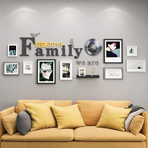 Puzzles Rompecabezas 10 Piezas Negro Marco De Fotos Galería De Madera De Pared Kit De Fotos Picture Frame Set Con Laminas Decorativas Y Colgantes Plantilla Con Reloj De Pared, 4 Colores ( Color : E ) Cover