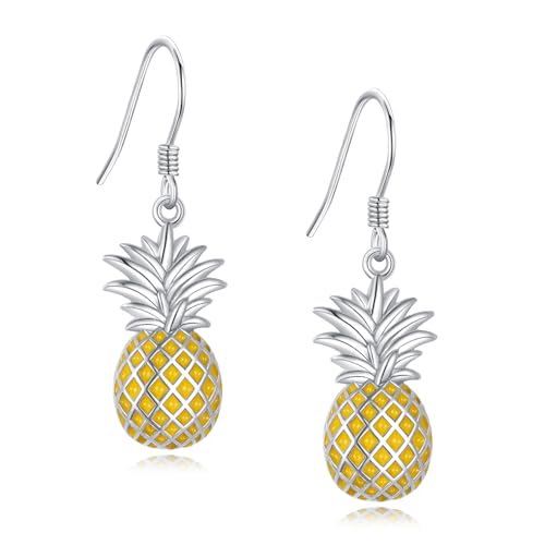 Boucles d'oreilles ananas en argent 925 cadeau idéal pour femme thème Hawaï