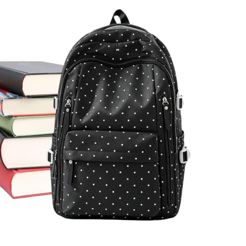 Mochila de viaje para mujer de nailon con lunares para portátil