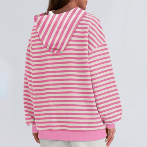 Moletom feminino superdimensionado, gola redonda, franzido, estampado, listrado, solto, suéter, pulô