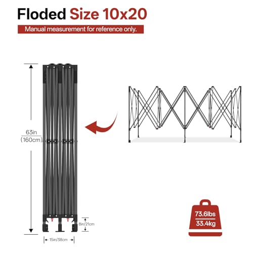 Image of ABCCANOPY Heavy Duty Easy Pop up Canopy Tent with Sidewalls 10x20, Black
