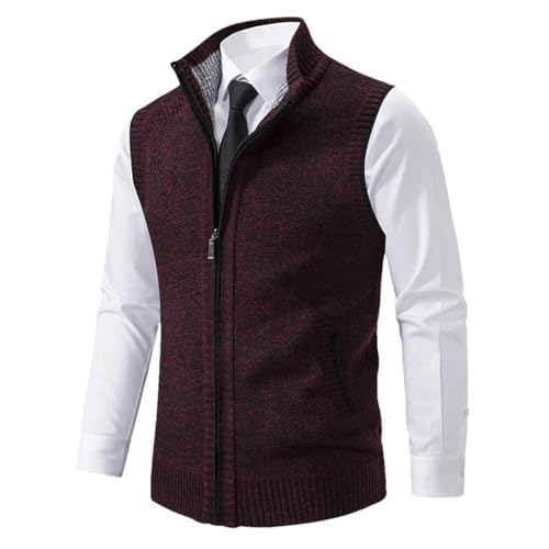 Men's Knitted Sleeveless Sweater Zipper Cardigan Sweatercoat Knit Waistcoat