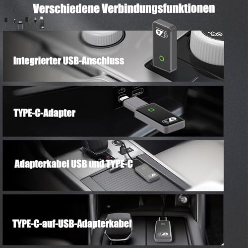 2025 Wireless Android Auto und Carplay Wireless Adapter, Wireless 2 in 1 Konvertieren Wired Android Auto/Carplay in kabellos Unterstützung OTA, Typ-C/USB Plug & Play, Mini & stabil