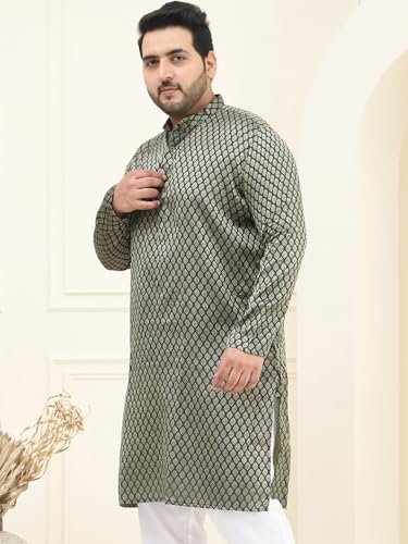 Image of SOJANYA Plus (Since 1958) Men's Cotton Linen Foil Printed Only Long Kurta