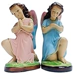 Made in Italy Generico Centro Ardolino Statue Angeli Adorazione Preghiera in Ginocchio coppia rosa e celeste, in resina cm. 17 Angeli Custodi.