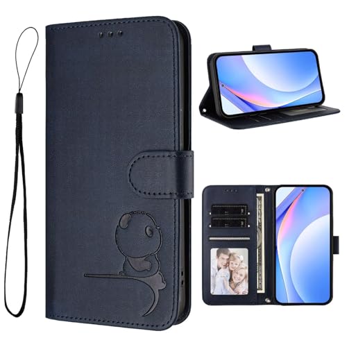 Coque pour Motorola Moto G Play 2025 Case PU Leather Petit panda en relief Housse Etui Portefeuille Flip Magnétique Stand Support Slot de Carte Antichoc Cover...