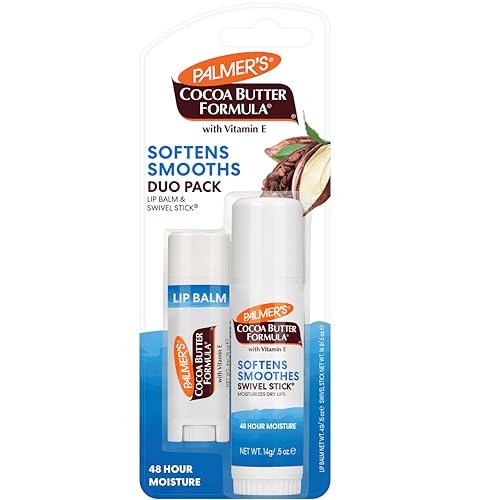 Palmers Cocoa Butter Formula Duo Pack Moisturizing Swivel Stick and Lip Balm with Vitamin E All Day Moisturization For use on Lips Dry Patches Marks & Scars (Pack of 2)
