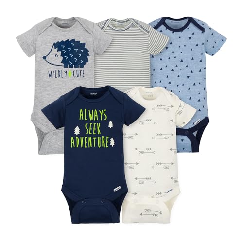 Image of Gerber Unisex Baby 5-Pack Short Sleeve Variety Onesies Bodysuits