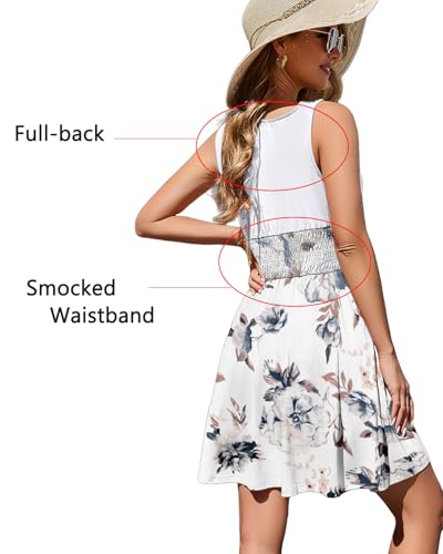 Image of Summer Dresses for Women Casual Sleeveless Sundresses Elastic Waist Mini Sun Dress