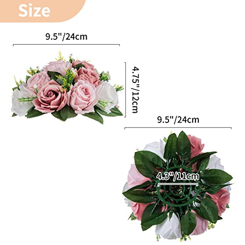 Nuptio Flower Balls For Wedding Centerpieces - 6 Pcs 9.5 Inch Diameter Fake Flower Ball Arrangement Bouquet Party Centerpieces For Tables - Dusty Rose Bouquet Centerpiece Flowers For Wedding Table #TOP4