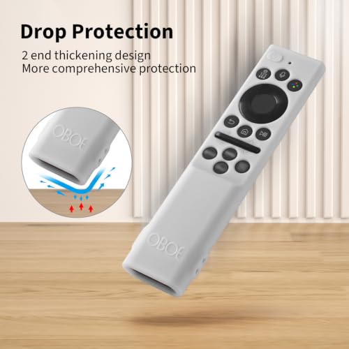 Image of Oboe Silicone Tv Remote Cover Compatible with Samsung Smart Tv Remote 2026 Model BN59-01498A Open Key Case with Lanyard (White) [REMOT E NOT Included]