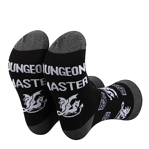 PLITI DND Socks Dungeon Master Socks 2 Pairs D20 Tabletop Role Playing Game DM Gift For Boyfriend Husband Game Lover Gift (dungeon dice socksU)