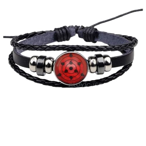 1Pc Sharingan Eye Bracelets Fashion Anime Black Braided Leather B...