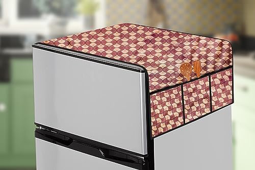 Image of The Furnishing Tree Fridge Top Cover Compatible for Samsung RR20A181BU8 /HL, 192 LTR WxL 65x111 in CM Counterchange Pattern Brick