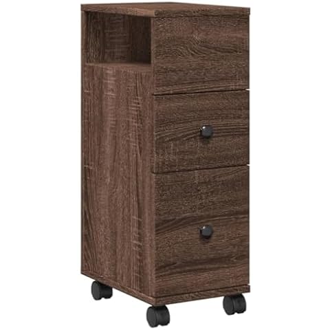 vidaXL Narrow Bathroom Cabinet with Wheels Cover