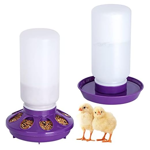 NAOEDEAH Chick Feeder and Waterer Set no Waste Chicken Water Dispenser 1L Chicken Water Feeder Poultry Waterer Baby Chick Duckling Supplies Starter Kit (Purple)