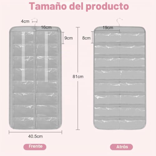 Miniatura 2 de Eeekit Organizador De Gafas De Sol Suspendidas, 32 Bolsillos, Soporte De Almacenamiento Para Joyas Y Gafas De Doble Cara, Soporte Antipolvo De Pared Con Gancho