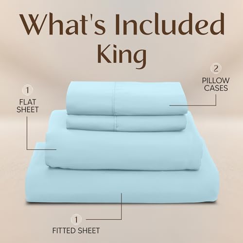 Image of Utopia Bedding King Size Sheet Set - 4 Piece Bed Sheets, Soft and Breathable Microfiber, Includes 1 Fitted Sheet, 1 Flat Sheet and 2 Pillowcases - Oeko Tex (Ice Blue)