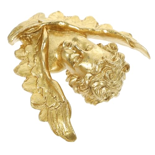 HAMPPLIES Figurine Ange Décoration Murale 8,5x3x7,5 Cm en Résine Dorée Rétro, Statue Artisanale pour Maison Bureau, Ornement Suspendu Unique pour Ambiance Vintage,