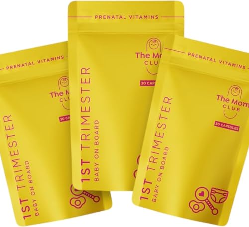 Pregnancy Vitamins for Women – 1st Trimester – Morning Sickness Relief & Baby Development – Weeks 1 to 12 – Prenatal Supplement with Folic Acid, Iron, B6 & Ginger – 90 Vegan Capsules – 3 Months Supply