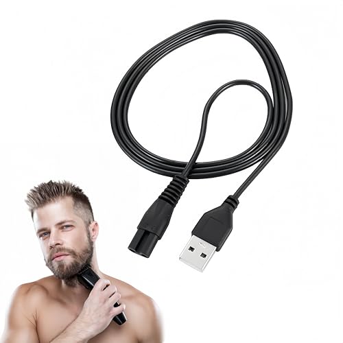 Replacement Shaver Power Cord, USB Hair Clipper Charging Cable, Shaver Charger Cable with Figure-8 Connector for Razor, Water Flosser, Beauty Instrument and Lint Remover (Cable Length 0.8m)