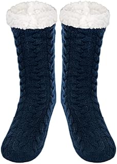 SIMIYA Slipper Socks Mens Christmas Fluffy Socks Xmas Thermal Socks Bed Socks Novelty Warm Funny Socks Cozy Fleece-lined Winter Non Slip Santa Socks with Gel Grips