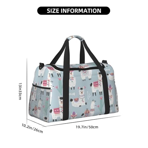 Cute alpaca Print Travel Duffle Bag Large Capacity Tote Stylish Weekender Bag for Outdoor Activities4