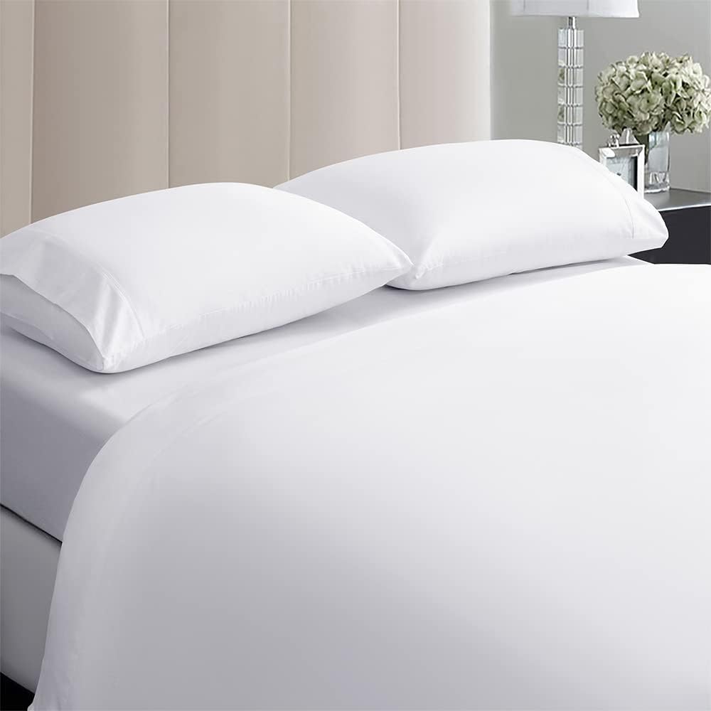 100% Egyptian Cotton Sheets King Size,1000 Thread Count Luxury Heavy Bed Sheets Set,All Season,Breathable & Cooling Sheets 17" Deep Pocket Sheets 4-Pc Sets (Pearl White, King)